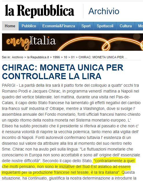Chirac moneta unica