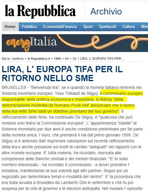 europa ritorno nello sme